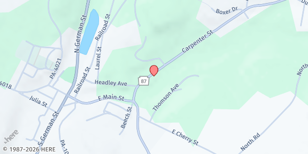 Map showing Sullivan County Food Pantry at 116 Carpenter St, Dushore, PA