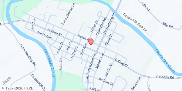 Map showing New Hope Ministries - East Berlin at 117 WEST KING STREET, East Berlin, PA