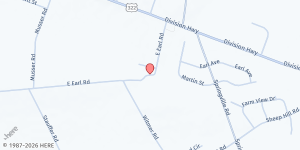 Map showing His Helping Hands at 1279 MAIN STREET, East Earl, PA