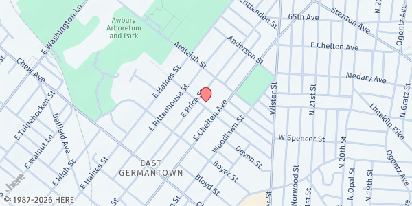 Map showing Depaul USA - East Germantown at 5725 Sprague Street, East Germantown, PA