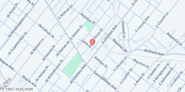 Map showing Faith Community Development Corporation - East Germantown at 109 East Price Street, East Germantown, PA