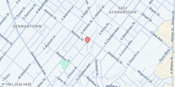 Map showing Mt. Vernon Baptist Church at 458 East Rittenhouse Street, East Germantown, PA