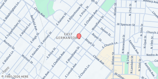 Map showing Philabundance - East Germantown at 814 East Chelten Avenue, East Germantown, PA