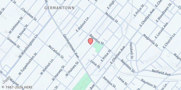 Map showing Providence Baptist Church at 87 East Haines Street, East Germantown, PA