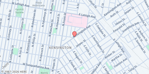Map showing The Table - Calvary Vision at 2501 Kensington Avenue, East Kensington, PA