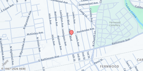 Map showing All for All (AFA) Agency at 708 Pembroke Avenue, East Lansdowne, PA