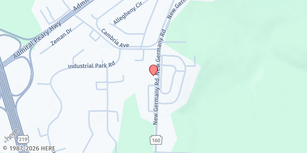 Map showing SVDP Ebensburg Food Pantry at 3133 New Germany Rd. #88, Ebensburg, PA