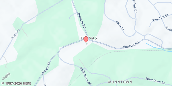 Map showing Greater Washington Co. Food Bank Distribution at 1068 Linden Rd., Eighty Four, PA