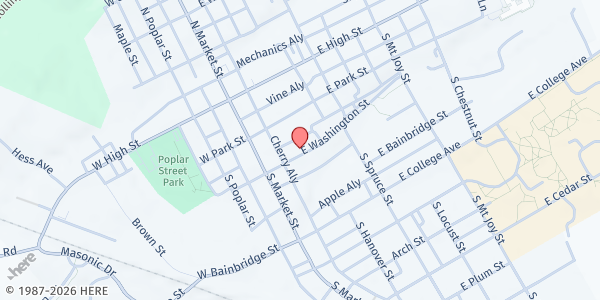 Map showing Community Cupboard Of Elizabethtown at 61 EAST WASHINGTON STREET, Elizabethtown, PA