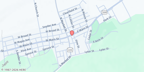 Map showing Jft Northern Dauphin at 16 E Main St, Elizabethville, PA