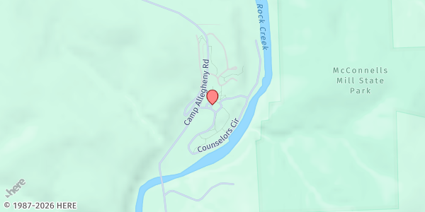 Map showing Camp Allegheny - Food Distribution Center at 140 Jenkins Cir, Ellwood City, PA