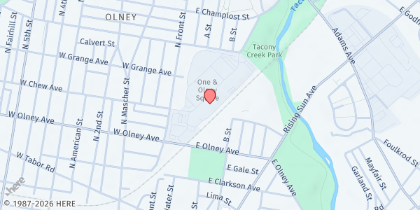 Map showing Fawn Food Pantry at William Tilden Community School at 6601 Elmwood Avenue, Elmwood Park, PA