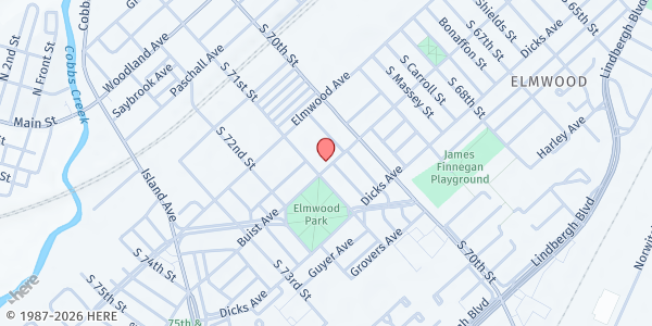 Map showing Revelation Philadelphia Ministry Inc - Elmwood Park at 7047 Buist Avenue, Elmwood Park, PA