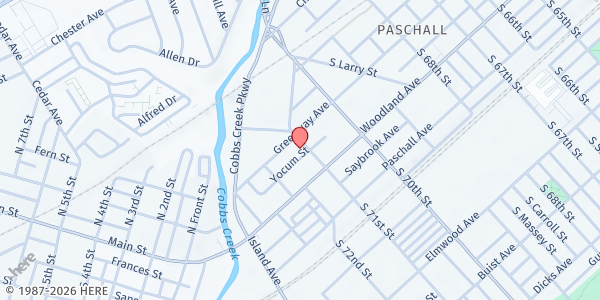 Map showing St. John AME Church Of Paschall at 2114 South 71st Street, Elmwood Park, PA