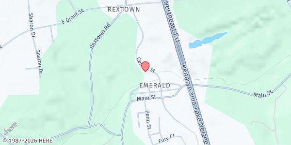 Map showing Northern Lehigh Food Bank at 7884 Center St, Emerald, PA