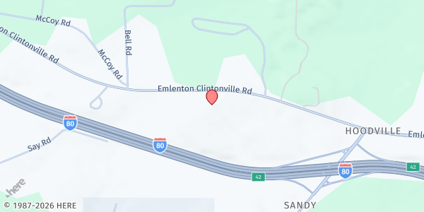 Map showing Chapel on the Hill Assembly of God at 6202 Emlenton Clintonville Rd., Emlenton, PA