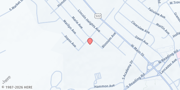 Map showing Ephrata Church of the Brethren at 201 Crescent Ave, Ephrata, PA