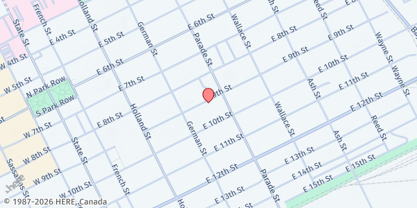 Map showing Emmaus Ministries at 345 E 9th St, Erie, PA