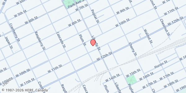Map showing Salvation Army - Erie at 1022 Liberty St, Erie, PA