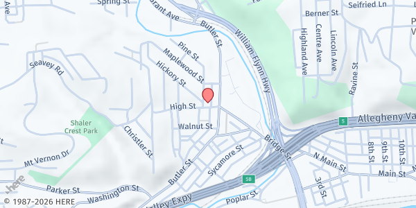 Map showing Bread of Life Food Pantry at 94 Locust St., Etna, PA