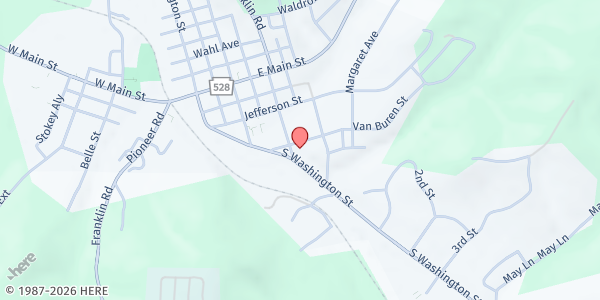 Map showing Evans City Comm Food Cupboard at 202 Van Buren St, Evans City, PA