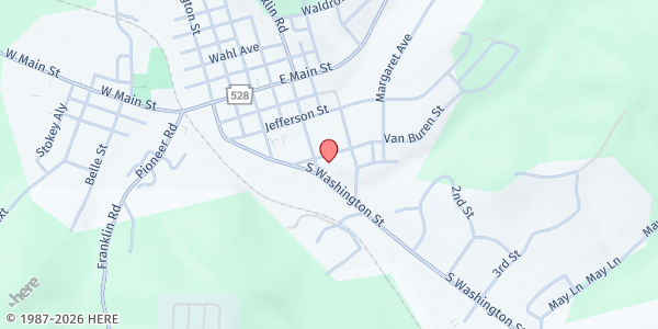 Map showing Evans City Community Food Cupboard at 202 Van Buren St., Evans City, PA