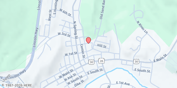 Map showing Everett Food Pantry at 119 E 2nd St, Everett, PA