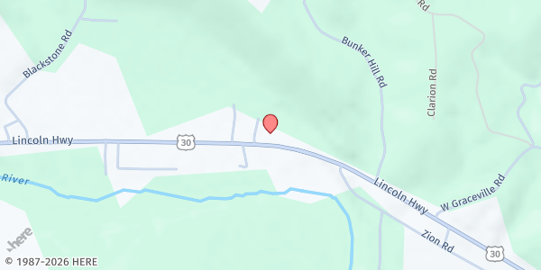 Map showing One Community Christian Church at 10229 LINCOLN HIGHWAY, Everett, PA