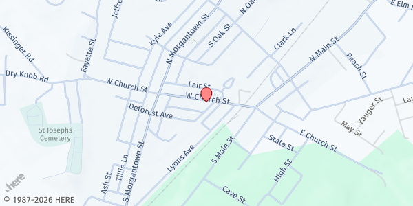 Map showing Fairchance Senior Center at 67 W. Church St., Fairchance, PA