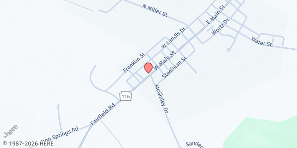 Map showing Fairfield Mennonite Church at 201 W. Main St., Fairfield, PA