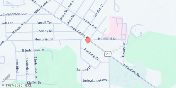 Map showing Valley Baptist (Hot Meal Program) at 500 Sharon New Castle Rd, Farrell, PA