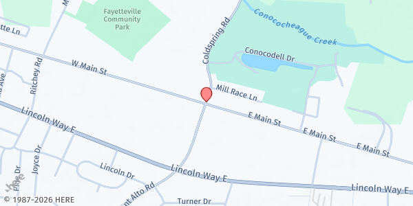 Map showing SCCAP - Fayetteville at 44 EAST MAIN STREET, Fayetteville, PA