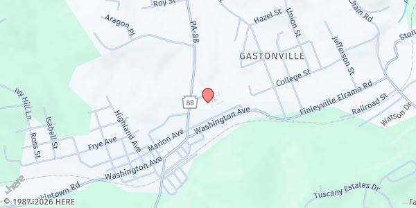 Map showing St John XXIII Interfaith Food Pantry at 3609 Washington Ave, Finleyville, PA