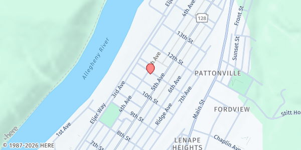 Map showing St John's Lutheran Church at 1038 4th Ave, Ford City, PA