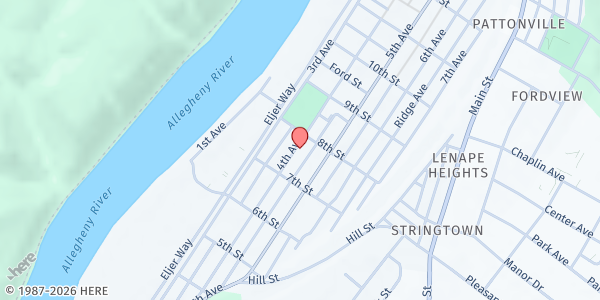 Map showing St Mary Church Cafeteria at 726 4th Ave, Ford City, PA