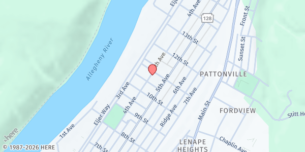 Map showing Union Baptist Fellowship Hall at 1032 4th Ave Box 77, Ford City, PA