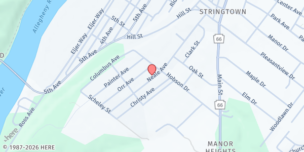 Map showing Ford Cliff Volunteer Fire Dept. - Bethel Township Area Food Bank at 609 Neale Ave., Ford Cliff, PA