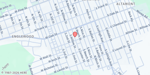 Map showing Frackville Area Food Pantry (SCA) at Frackville Senior Citizen Center, 130 E. Frack Street, Frackville, PA