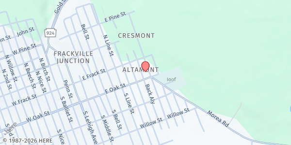 Map showing New Hope Wesleyan Church at 32 S Spencer St, Frackville, PA