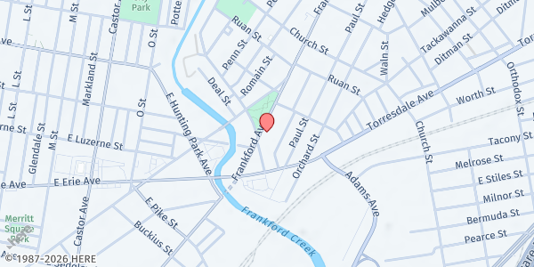 Map showing Philadelphia County Assistance Office - Boulevard District at 4109 Frankford Avenue, Frankford, PA