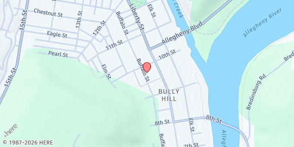 Map showing St Patrick Community Food Pantry at 952 Buffalo St, Franklin, PA