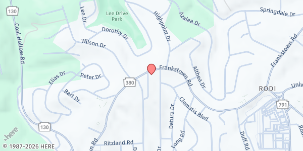 Map showing Praise Center Full Gospel Church at 11200 Frankstown Road, Frankstown Estates, PA