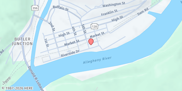 Map showing Freeport Council of Churches at 102 5th St., Freeport, PA