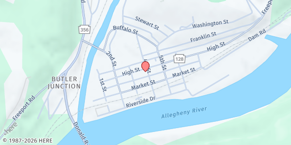 Map showing Freeport United Methodist Church at 211 4th St, Freeport, PA