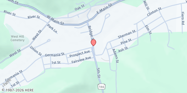 Map showing St. Paul Lutheran - Potter County Human Services at 45 PINE STREET, Galeton, PA