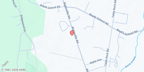 Map showing Memorial Baptist Church SBC at 1096 Biglerville Rd., Gettysburg, PA