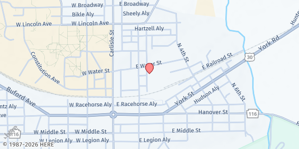Map showing SCCAP - Gettysburg at 153 N Stratton St, Gettysburg, PA