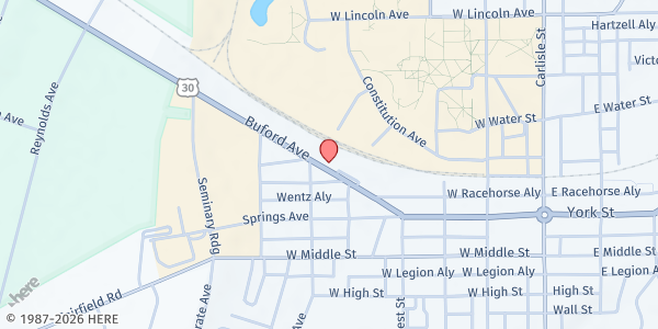 Map showing United Way of Adams County - Main Office at 123 Buford Ave #1133, Gettysburg, PA