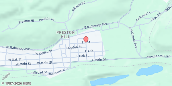 Map showing Girardville Mobile Market at Borough Hall, North 4th and B Streets, Girardville, PA
