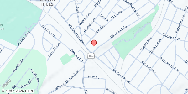 Map showing Montco SAAC – Glenside at 100 Edge Hill Road, Glenside, PA